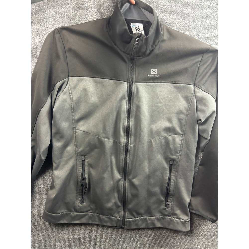 Salomon Softshell Jacket Mens XXL Grey Full Zip Outdoor Performance Fleece